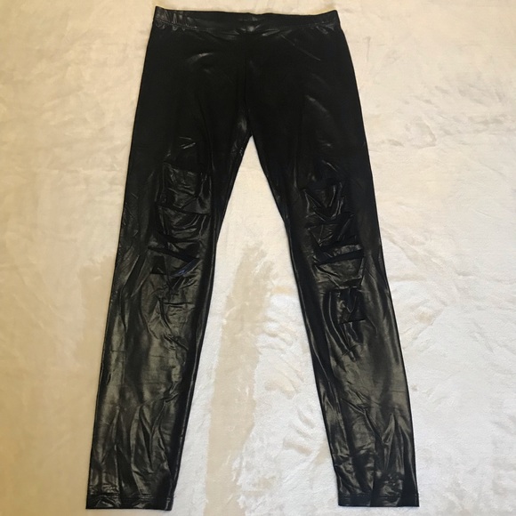 Fashion Love Shiny Ripped Leggings - Picture 1 of 4